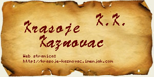 Krasoje Kaznovac vizit kartica